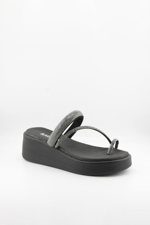 Ragazza Platform Wedge Sandals with Rhinestone Straps